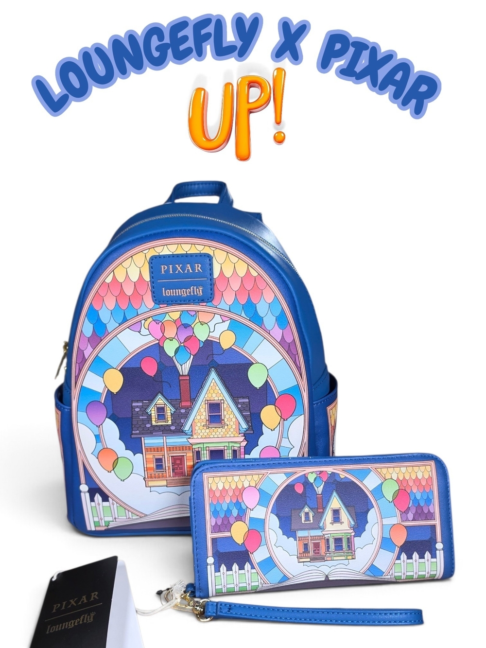 Pixar x Loungefly Kids Blue 'Up' House Backpack & Wallet Set NWT!